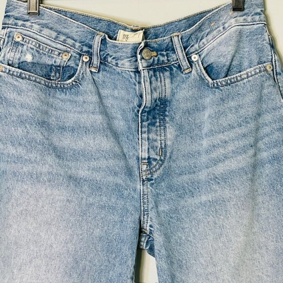 Madewell Low Slung Straight Leg Light Wash Button Fly 100% Cotton Denim Jeans 29 - Picture 3 of 11